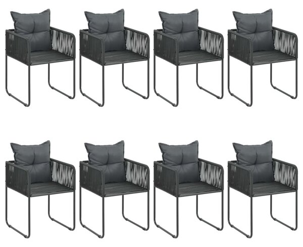 9 részes fekete PVC rattan kerti étkezőgarnitúra