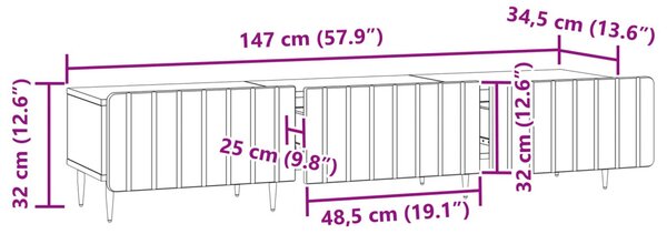 TV szekrény Magasfényű Fehér 147 x 34,5 x 32 cm Szerelt Fa