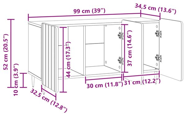 TV szekrény Sonoma Tölgy 99 x 34,5 x 52 cm Szerelt Fa