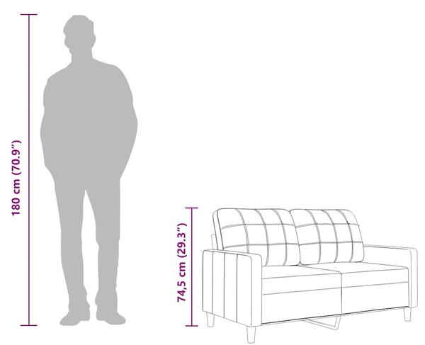 Kétszemélyes sötétszürke szövetkanapé 140 cm