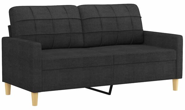 Kétszemélyes fekete szövetkanapé 140 cm