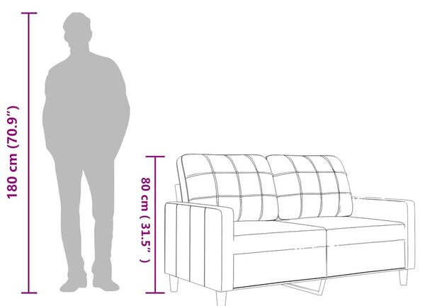2 személyes szürke műbőr kanapé 120 cm