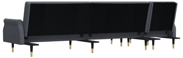 VidaXL sötétszürke L-alakú bársony kanapéágy 271x140x70 cm