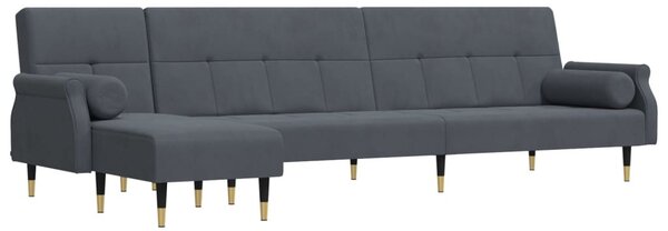 VidaXL sötétszürke L-alakú bársony kanapéágy 271x140x70 cm