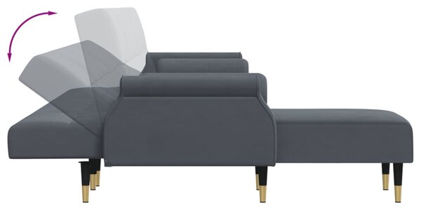 VidaXL sötétszürke L-alakú bársony kanapéágy 271x140x70 cm