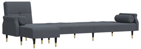 VidaXL sötétszürke L-alakú bársony kanapéágy 271x140x70 cm