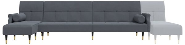 VidaXL sötétszürke L-alakú bársony kanapéágy 271x140x70 cm