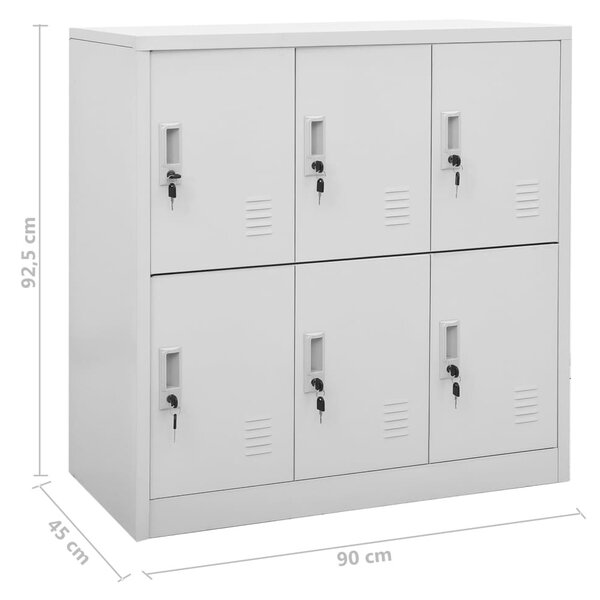 2 db világosszürke acél zárható szekrény 90 x 45 x 92,5 cm