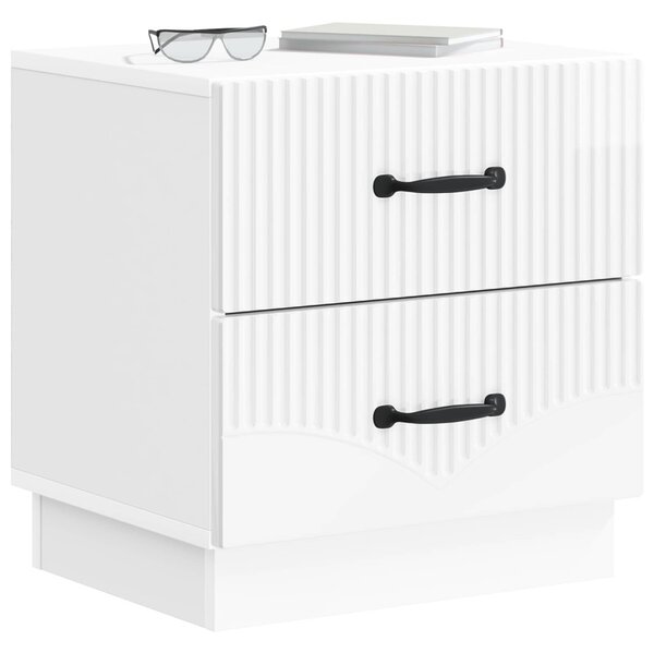 VidaXL Éjjeliszekrény Magasfényű Fehér 43 x 34,5 x 44,5 cm Szerelt Fa
