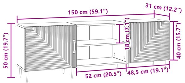 TV szekrény Fehér 150 x 31 x 50 cm Szerelt Fa
