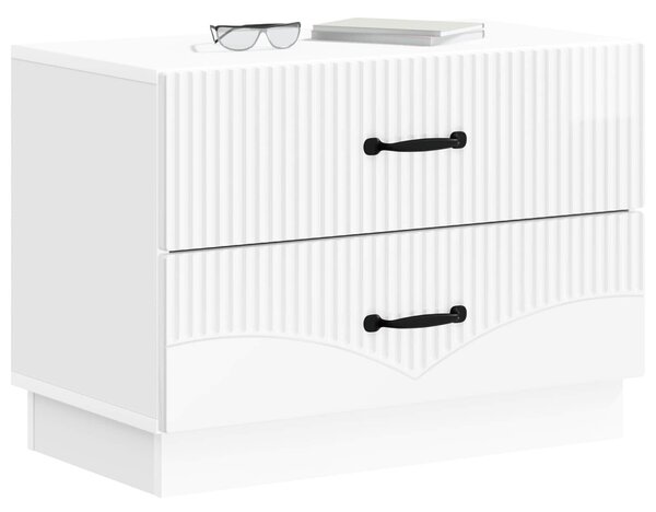 Éjjeliszekrény Magasfényű Fehér 62 x 34,5 x 44,5 cm Szerelt Fa