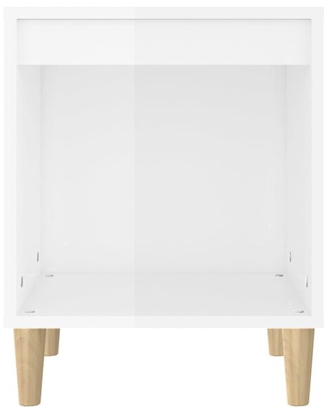 2 db magasfényű fehér éjjeliszekrény 40x35x50 cm
