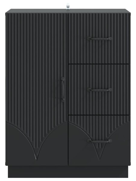 Széf fiókkal Fekete 66 x 34,5 x 87 cm Szerelt Fa