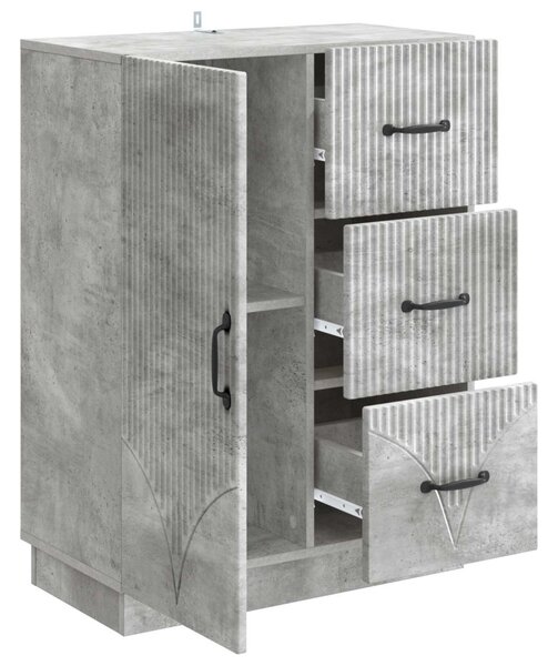 Széf fiókkal Betonszürke 66 x 34,5 x 87 cm Szerelt Fa