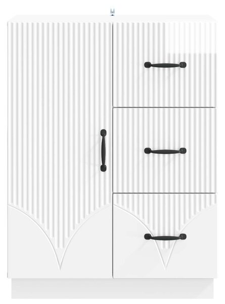 Széf fiókkal Magasfényű Fehér 66 x 34,5 x 87 cm Szerelt Fa
