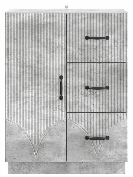 Széf fiókkal Betonszürke 66 x 34,5 x 87 cm Szerelt Fa