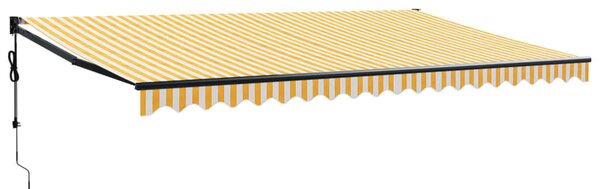 Sárga-fehér automata behúzható napellenző 5 x 3 m