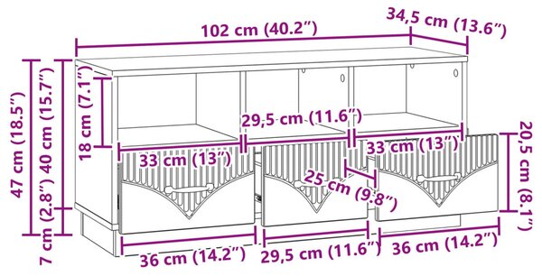 TV szekrény Magasfényű Fehér 102 x 34,5 x 47 cm Szerelt Fa