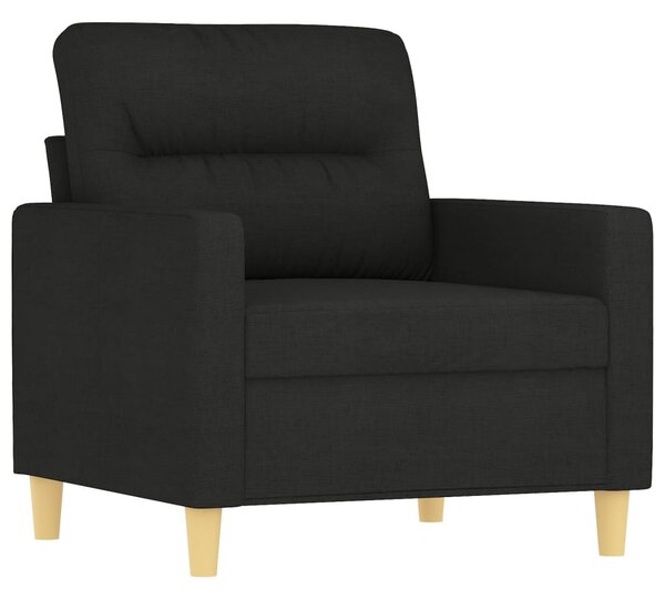 Fekete szövet kanapéfotel lábtartóval 60 cm