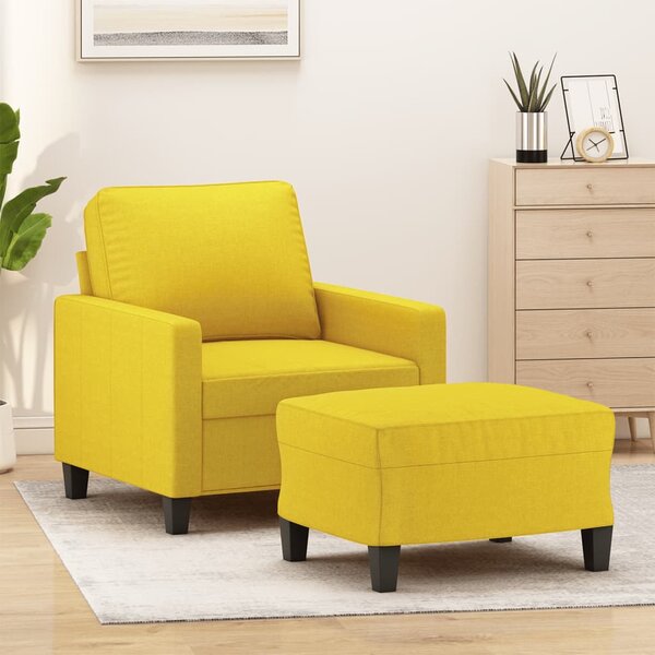 VidaXL világossárga szövet kanapéfotel lábtartóval 60 cm