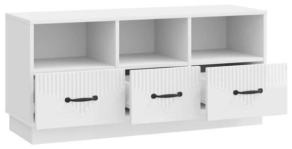 TV szekrény Magasfényű Fehér 102 x 34,5 x 47 cm Szerelt Fa