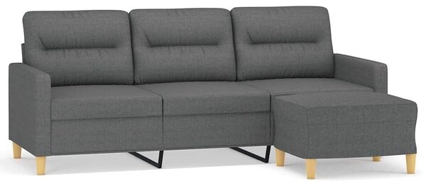 3 személyes sötétszürke szövet kanapé lábtartóval 180 cm