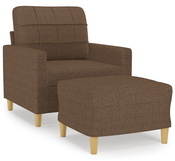 Barna szövet kanapéfotel lábtartóval 60 cm