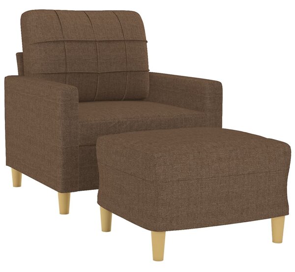 Barna szövet kanapéfotel lábtartóval 60 cm