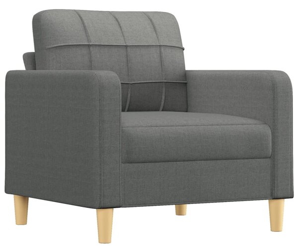 Sötétszürke szövet kanapéfotel lábtartóval 60 cm