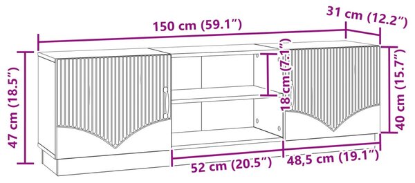 TV szekrény Fekete 150 x 31 x 47 cm Szerelt Fa