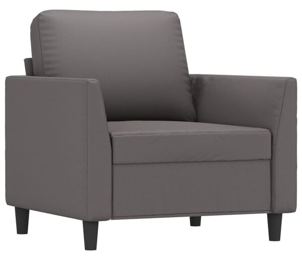 Szürke műbőr kanapéfotel lábtartóval 60 cm
