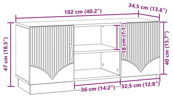 TV szekrény Antik Fa 102 x 34,5 x 47 cm Szerelt Fa
