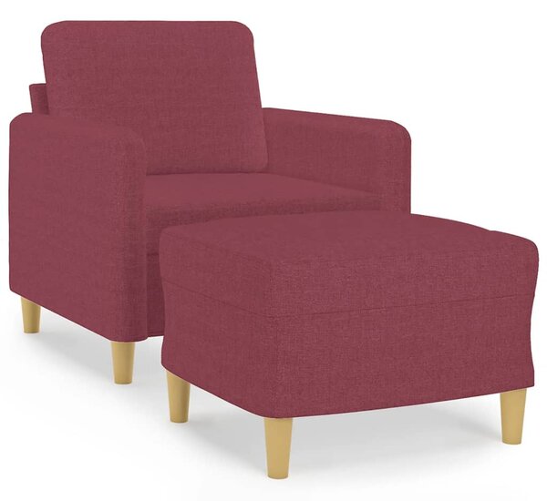 Bordó szövet kanapéfotel lábtartóval 60 cm