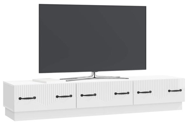 TV szekrény Magasfényű Fehér 147 x 34,5 x 27 cm Szerelt Fa