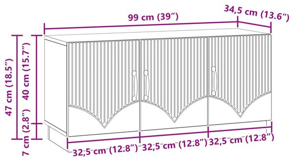 TV szekrény Szürke Sonoma 99 x 34,5 x 47 cm Szerelt Fa