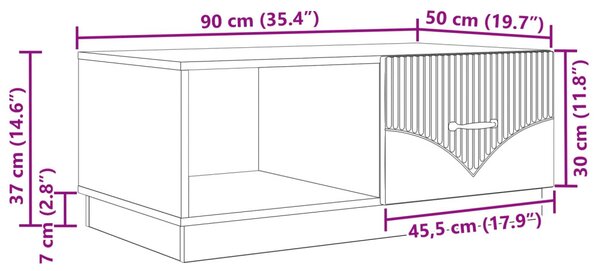 Dohányzóasztal Antik Fa 90 x 50 x 37 cm Szerelt Fa