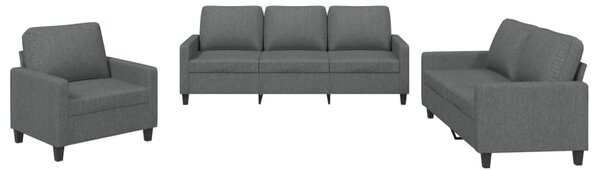 3 részes sötétszürke szövet ülőgarnitúra párnákkal