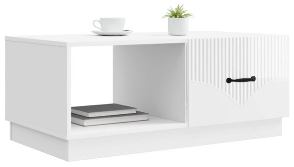 Dohányzóasztal Magasfényű Fehér 90 x 50 x 37 cm Szerelt Fa