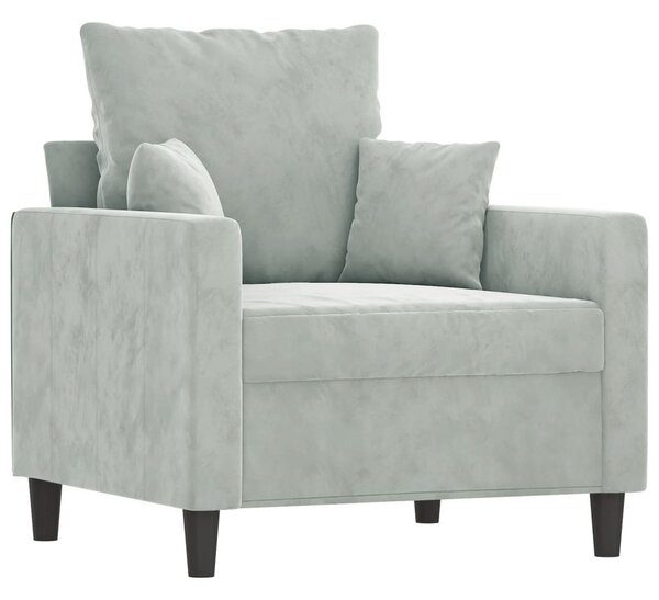 VidaXL világosszürke bársony kanapéfotel lábtartóval 60 cm