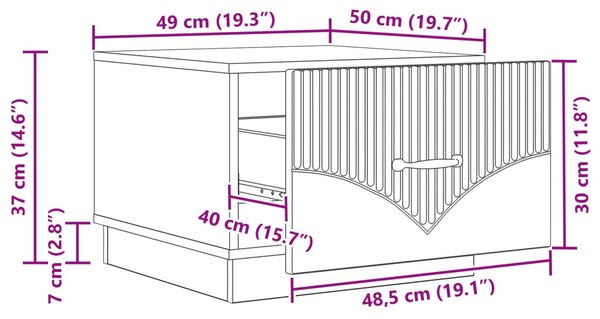 Dohányzóasztal fiókkal Antik Fa 49 x 50 x 37 cm Szerelt Fa
