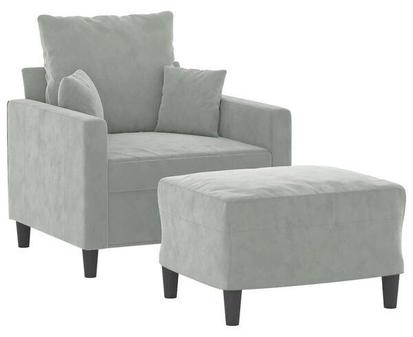 VidaXL világosszürke bársony kanapéfotel lábtartóval 60 cm