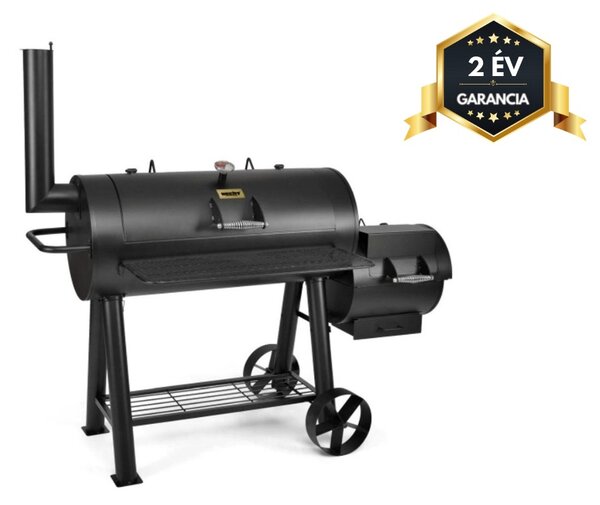 HECHT SENTINEL-MAX Faszenes kerti grill, smoker, két tűztér, hatalmas méret