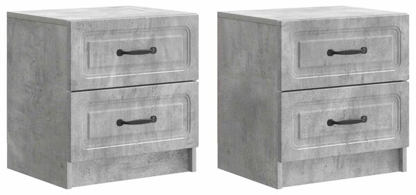 Éjjeliszekrény 2 db Betonszürke 43 x 34,5 x 44,5 cm Szerelt Fa