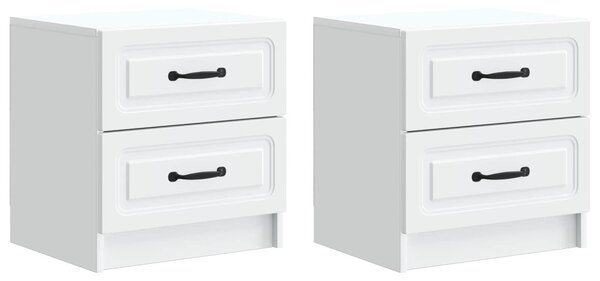 Éjjeliszekrény 2 db Fehér 43 x 34,5 x 44,5 cm Szerelt Fa