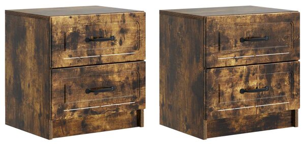 Éjjeliszekrény 2 db Füstös Tölgy 43 x 34,5 x 44,5 cm Szerelt Fa