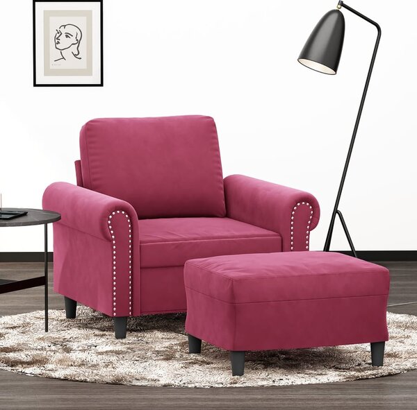 VidaXL bordó bársony kanapéfotel lábtartóval 60 cm