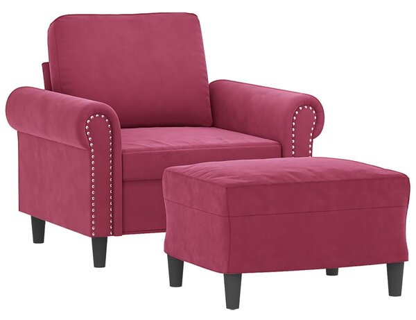 VidaXL bordó bársony kanapéfotel lábtartóval 60 cm
