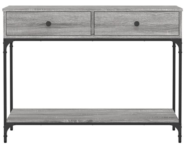 Szürke sonoma színű szerelt fa konzolasztal 100 x 34,5 x 75 cm
