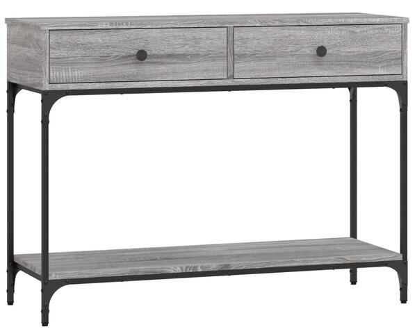 Szürke sonoma színű szerelt fa konzolasztal 100 x 34,5 x 75 cm