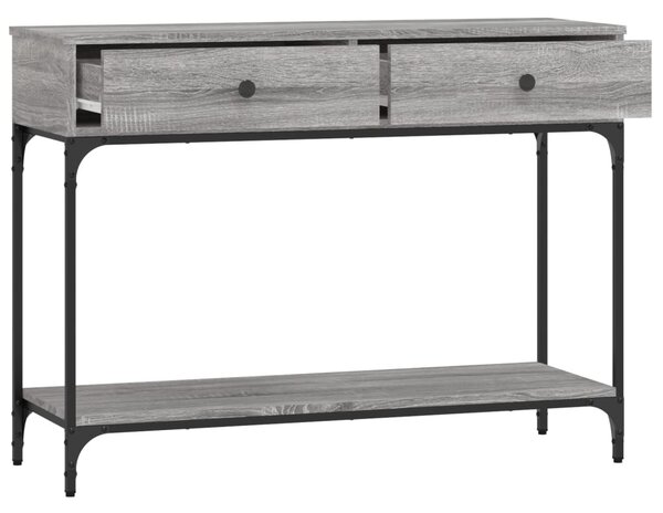 Szürke sonoma színű szerelt fa konzolasztal 100 x 34,5 x 75 cm